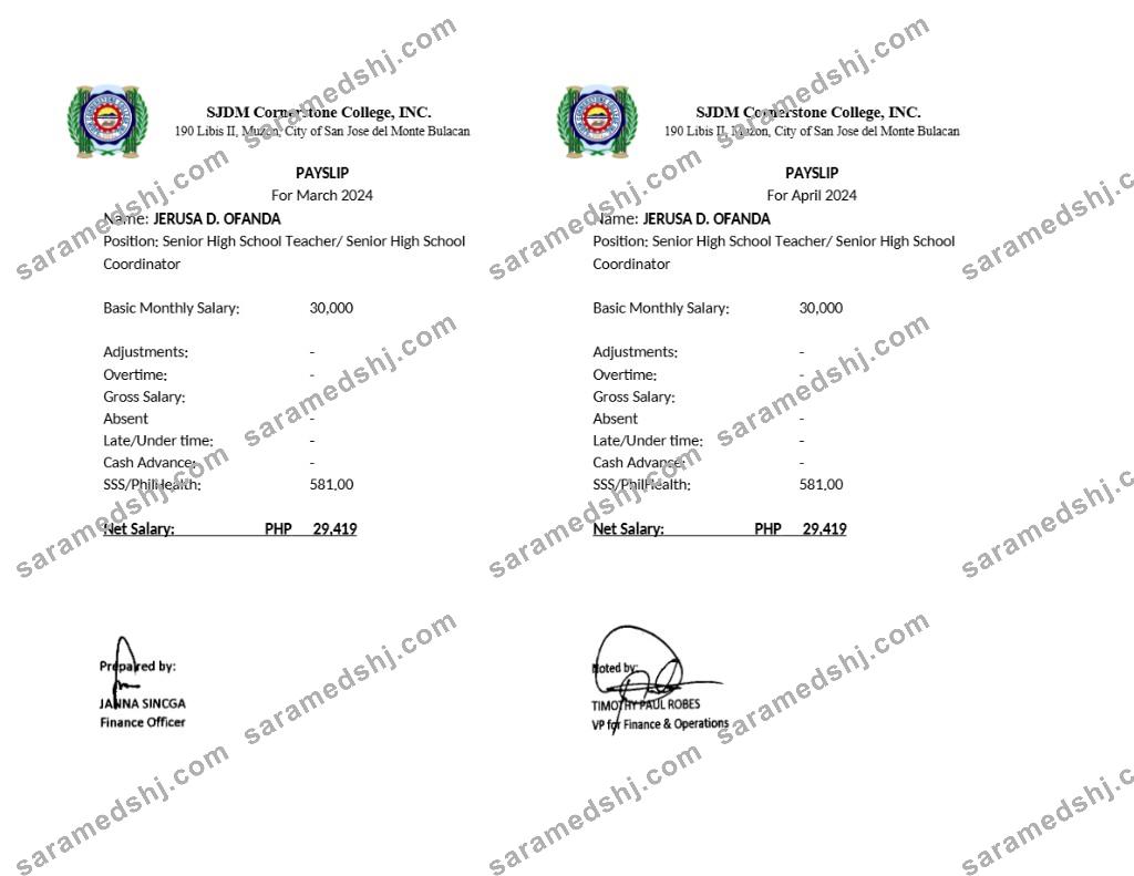 SJDM Cornerstone College payslip template in Word and PDF formats.pdf, 1